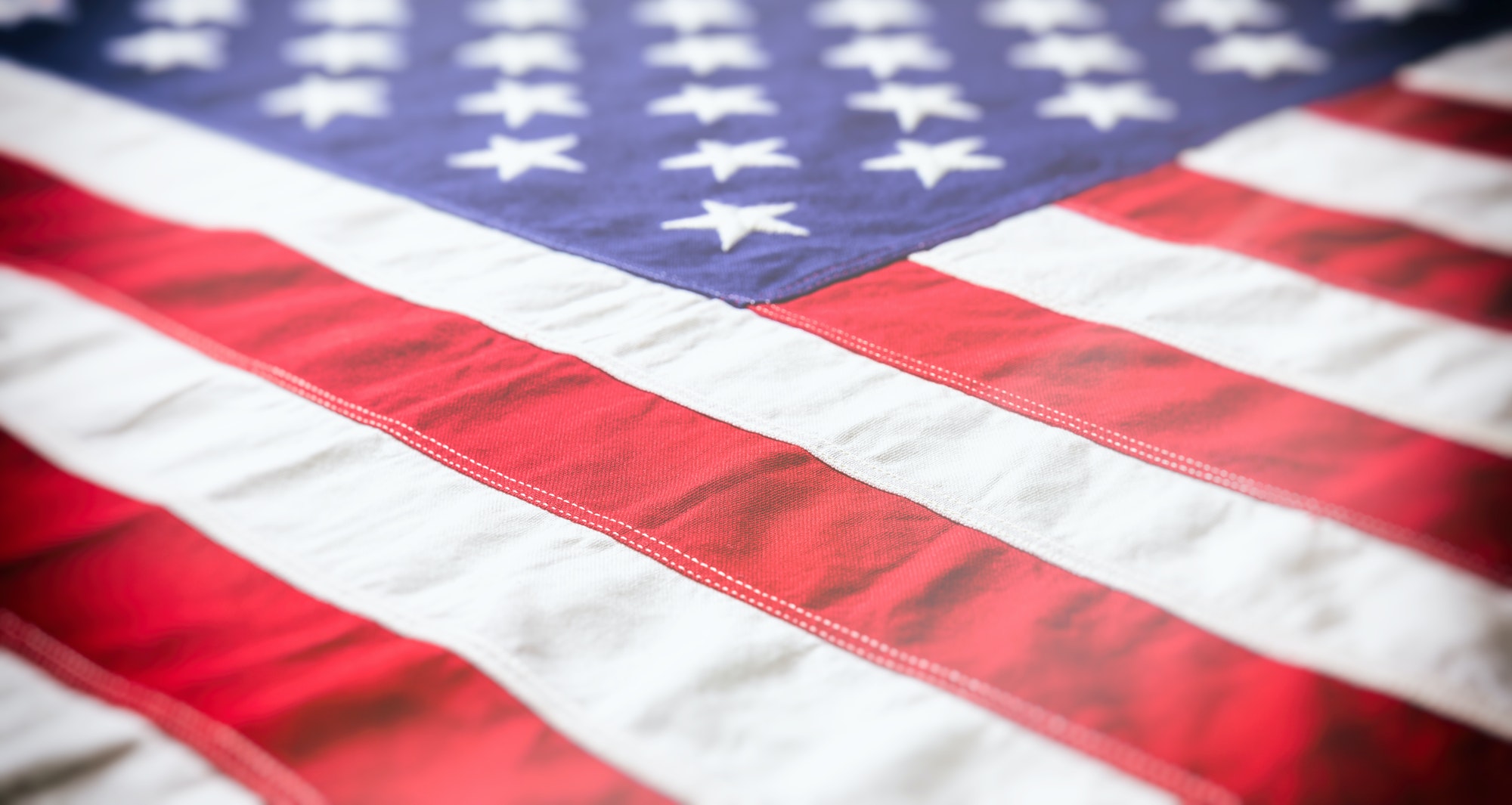 USA flag, US of America sign symbol background, closeup view